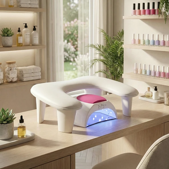 Oval U Tipi Ergonomik Manikür Sehpası Beyaz Manikür Kol Desteği U1W ürün görseli