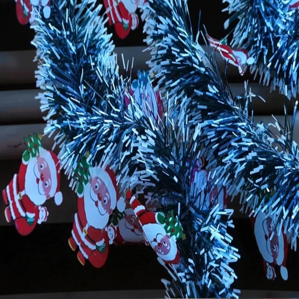 2 METRE VIP KARLI NOEL BABA FİGÜRLÜ YILBAŞI BOYUN SİMİ YEŞİL BEYAZ KARLI YUMUŞAK BOYUN GARLANDI - Resim 4