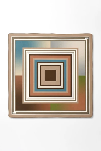 Kare Desenli Twill İpek Eşarp-0920 - Resim 3