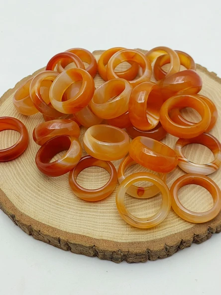 Akik Taşı Kalın Boy Yüzük – Bal Kahve Alacalı –  11*4mm Kalınlık  (59962) - Resim 2