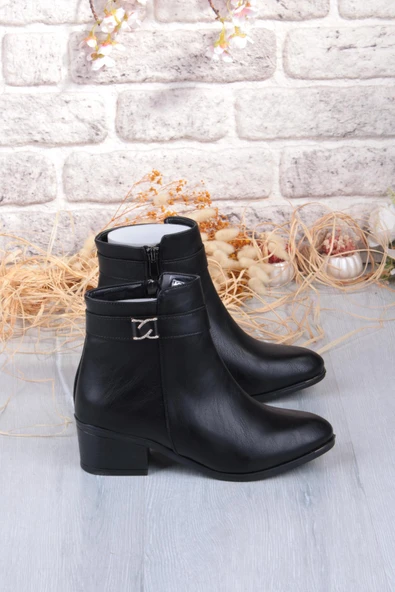 Fort 1095 Rahat Esnek Toka Detaylı Sıcak Astar 4 Cm yüksek Topuk Kadın Bot - Resim 6