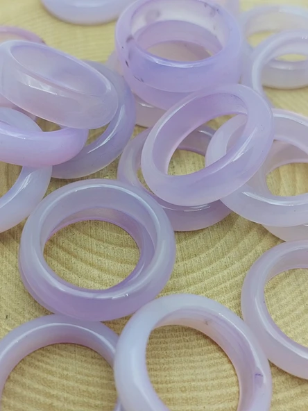 Akik Taşı Yüzük – Sisli Açık Mor Alacalı –  6mm Kalınlık  (59946) - Resim 2