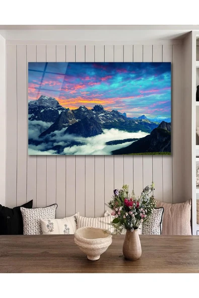 Manzara Dağ Cam Tablo Modern Ev Ofis Salon Hediyelik Büyük Tablo Duvar Dekoru - Resim 2