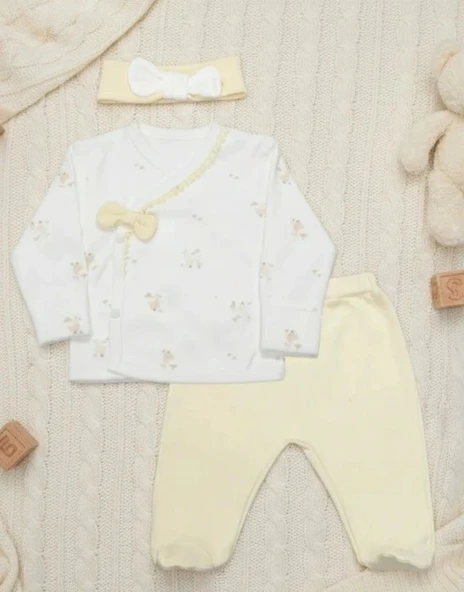 3'lü Zıbın Takım Sarı-ekru ürün görseli