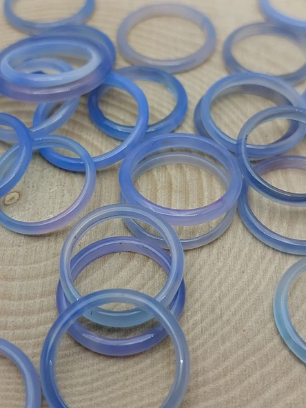 Akik Taşı İnce Boy Yüzük – Mavi Alacalı –  3mm Kalınlık  (59980) - Resim 2