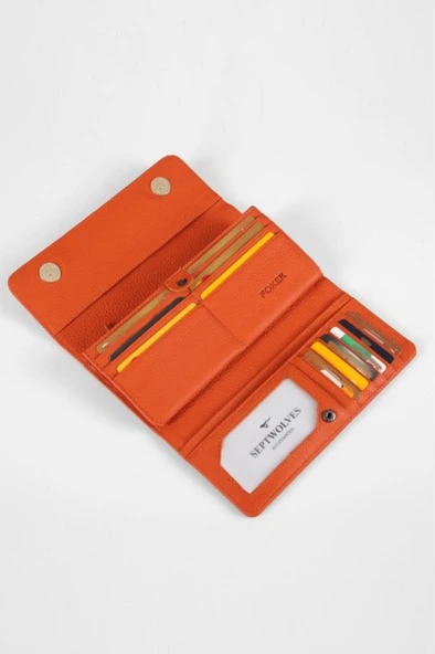 Alya Hakiki Deri Gold Detaylı Kadın Kartlık ve Cüzdan - Resim 5