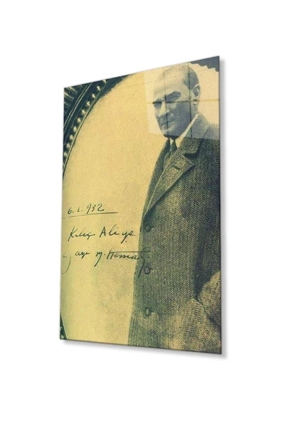 Atatürk Cam Tablo 4mm Dayanıklı Temperli Cam, Atatürk Glass Wall Art ürün görseli