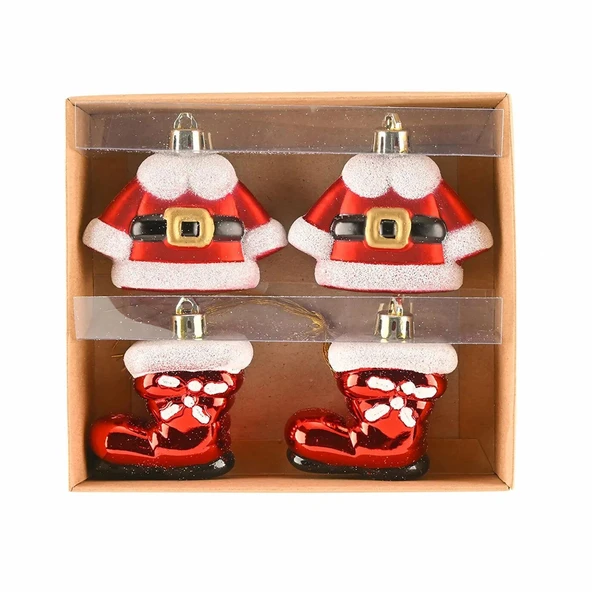 Asılabilir Yılbaşı Yeniyıl Ağacı Süsü Noel Baba Kıyafetleri Christmas New Year Santa Clothes Ornaments - Resim 4