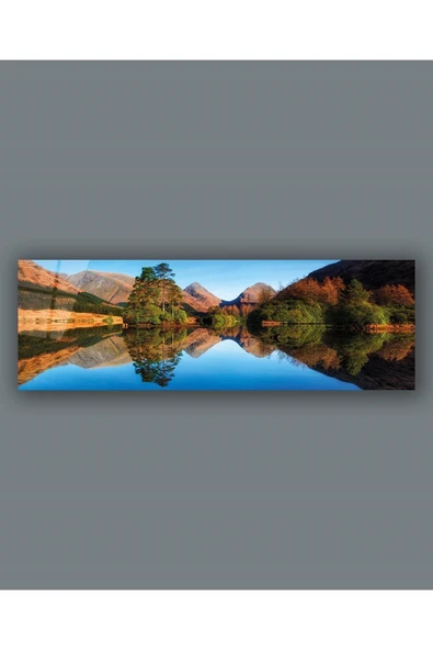 Göl ve Dağ Manzara Panoramik Cam Tablo Hediyelik Büyük Tablo Ev Ofis Dekoru ürün görseli