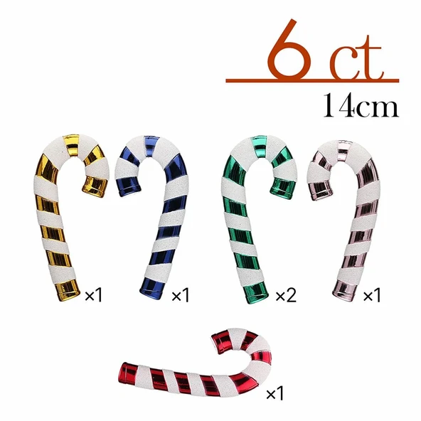 Asılabilir Yılbaşı Yeniyıl Ağacı Süsü Baston Şeker Candy Cane 14cm Christmas New Year Candy Stick Ornaments - Resim 4