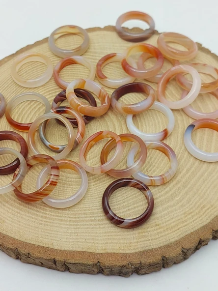 Akik Taşı Yüzük – Sisli Kahve Beyaz Alacalı –  6mm Kalınlık  (59940) ürün görseli