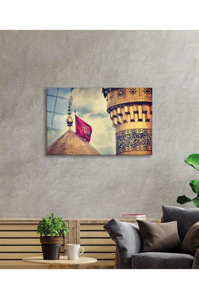 Cami Kubbe Dini İslami Duvar Dekoru Kaligrafi Cam Tablo 4mm Dayanıklı Temperli Cam - Resim 3