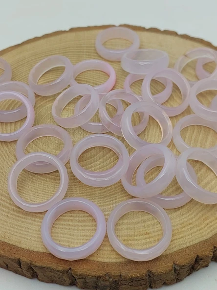 Akik Taşı Yüzük – Sisli Açık Pembe Alacalı – Faset Kesim – 6mm Kalınlık  (59916) ürün görseli