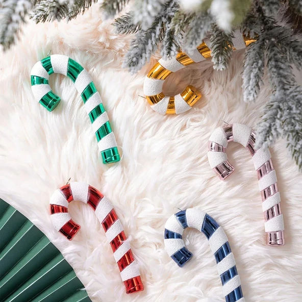Asılabilir Yılbaşı Yeniyıl Ağacı Süsü Baston Şeker Candy Cane 14cm Christmas New Year Candy Stick Ornaments - Resim 3