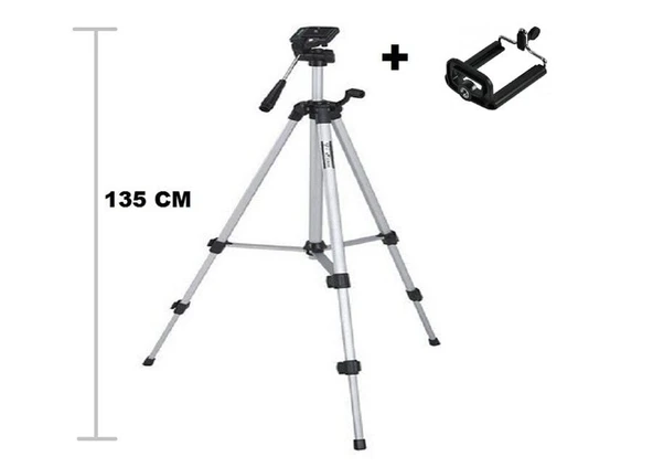 Tripod : Telefon ve Kamera Tutucu Ayak + Telefon Tutucu - 105Cm - Resim 2