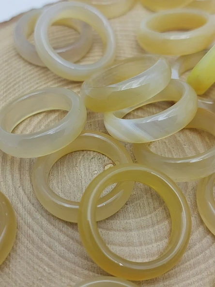 Akik Taşı Yüzük – Sisli Açık Zeytin Alacalı –  6mm Kalınlık  (59948) - Resim 2