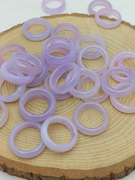 Akik Taşı Yüzük – Sisli Açık Mor Alacalı –  6mm Kalınlık  (59946) ürün görseli