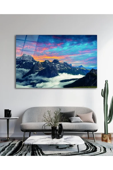 Manzara Dağ Cam Tablo Modern Ev Ofis Salon Hediyelik Büyük Tablo Duvar Dekoru - Resim 5