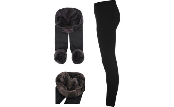 Kadın Termal Peluş Tayt - Resim 5