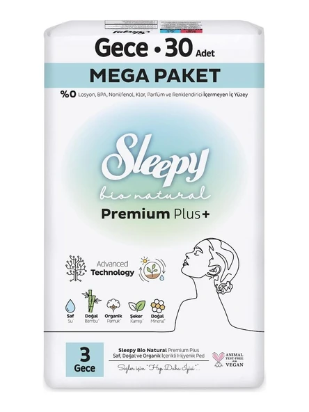 Sleepy Bio Natural Hijyenik Ped Gece 30'lu x2 ve ROSIE oda kokusu - Resim 2