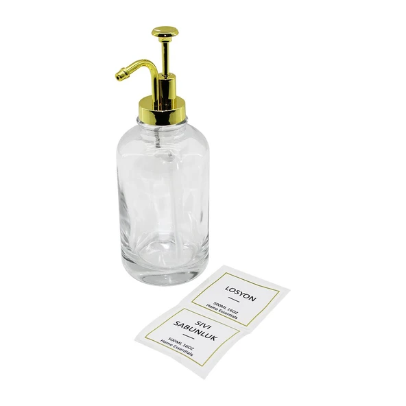 YUVARLAK ŞEFFAF CAM SIVI SABUNLUK 500ML (5284) ürün görseli 1