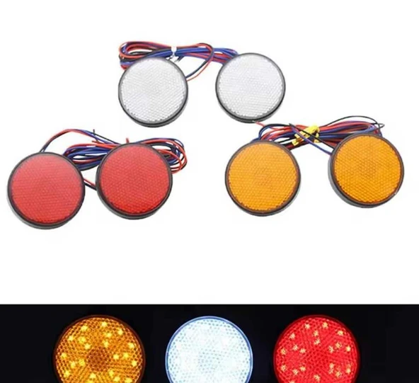 Yuvarlak Led Aydınlatma 2 Li set - Kırmızı - Beyaz - Sarı Seçiniz. ürün görseli 1