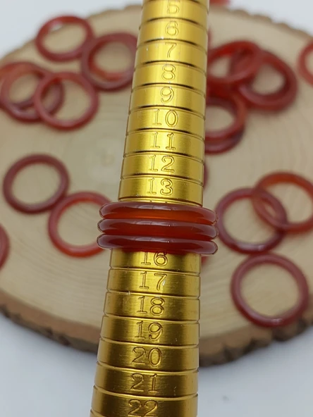 Akik Taşı İnce Boy Yüzük – Bal Koyu Kahve Alacalı –  3mm Kalınlık  (59978) - Resim 3