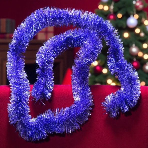 2 METRE PARLAK METALİK MOR YILBAŞI BOYUN SİMİ MOR YUMUŞAK BOYUN GARLANDI DEKOR MOR SÜSLEME SİMİ ürün görseli