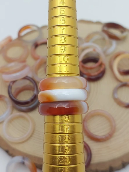 Akik Taşı Yüzük – Sisli Kahve Beyaz Alacalı –  6mm Kalınlık  (59940) - Resim 3