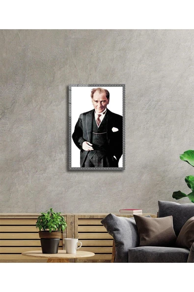 Atatürk Cam Tablo 4mm Dayanıklı Temperli Cam, Atatürk Glass Wall Art - Resim 2