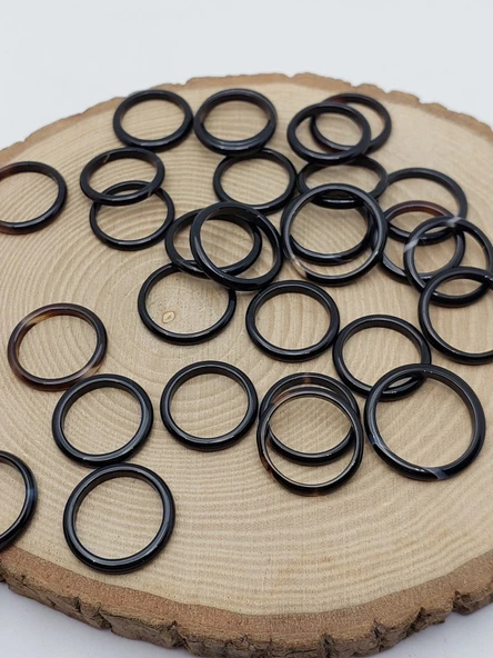 Akik Taşı İnce Boy Yüzük – Siyah Alacalı –  3mm Kalınlık  (59976) - Resim 2