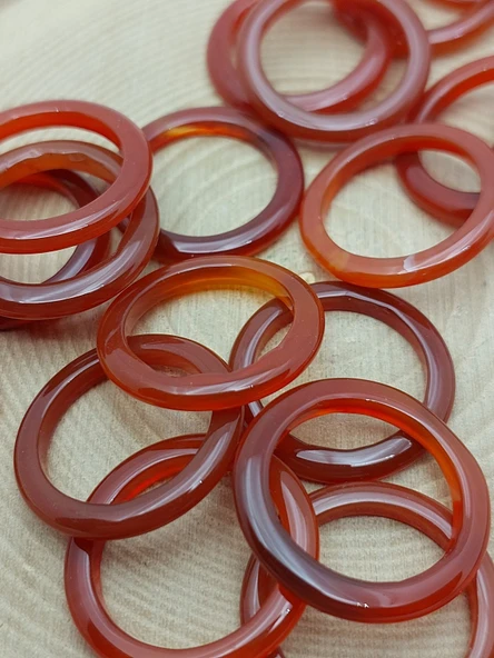 Akik Taşı İnce Boy Yüzük – Bal Koyu Kahve Alacalı –  3mm Kalınlık  (59978) - Resim 2