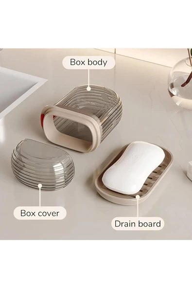 TİNEKE  Şeffaf Kutu Şeklinde Plastik Katı Sabunluk Pratik Kullanımlı Hijyenik Banyo Sabun Kabı 1 ADET - Resim 5