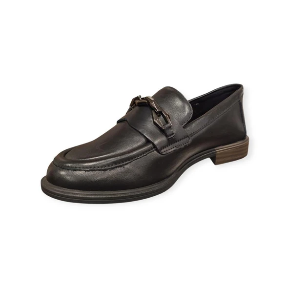 MAMMAMİA D25KA-3800 KISA TOPUK KADIN LOAFER DERİ AYAKKABI - Resim 3