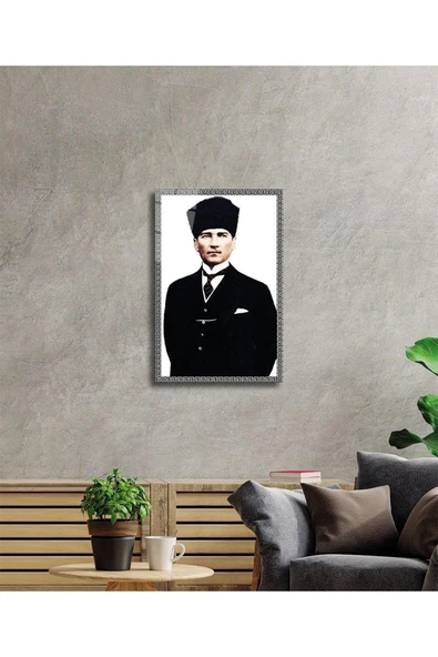 Atatürk Cam Tablo 4mm Dayanıklı Temperli Cam, Atatürk Glass Wall Art - Resim 2