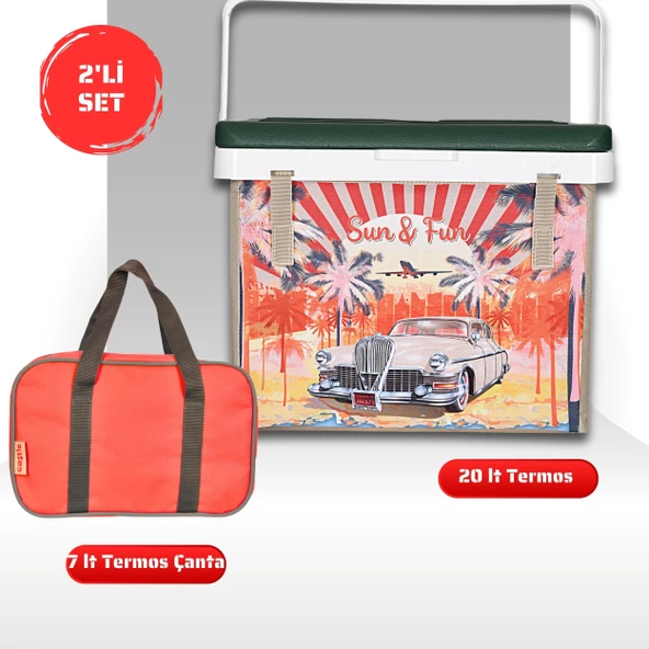 Buzluk Termos  Set-20 Lt Kumaş Buzluk Termos (1029 Cooler Box)+7 lt İzolasyonlu Çanta ürün görseli
