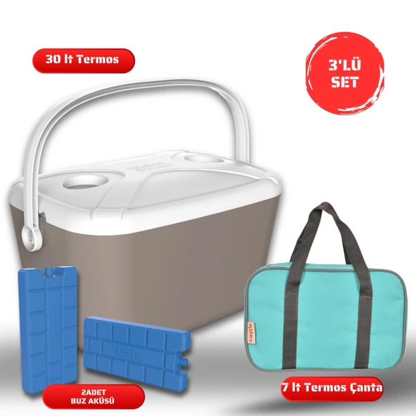 Buzluk Termos  Set-30 Lt Buzzy Buzluk Termos (1178 Cooler Box)+7 lt İzolasyonlu Çanta-  2 Adet K-250 Buz Aküsü ürün görseli