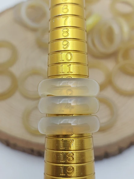 Akik Taşı Yüzük – Sisli Açık Zeytin Alacalı –  6mm Kalınlık  (59948) - Resim 3