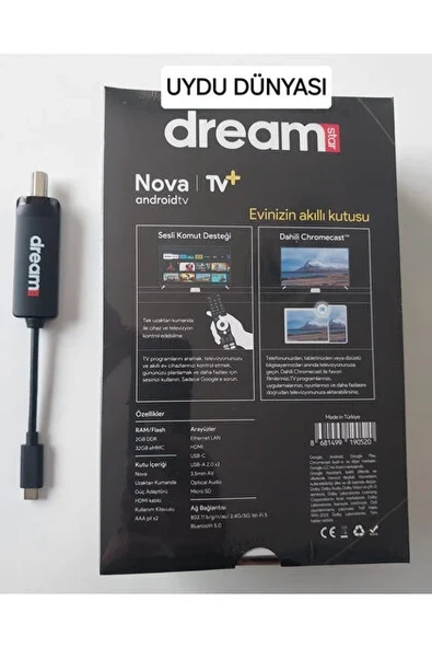DREAMSTAR Nova 4K Google Lisanslı Android Tv Box + Dreamstar Type-C Dvbs Tuner - Resim 2