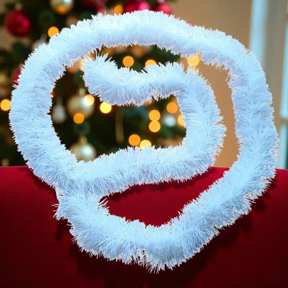 2 METRE MAT KARLI BEYAZ YILBAŞI BOYUN SİMİ BEYAZ KARLI YUMUŞAK BOYUN GARLANDI BEYAZ SÜSLEME SİMİ ürün görseli