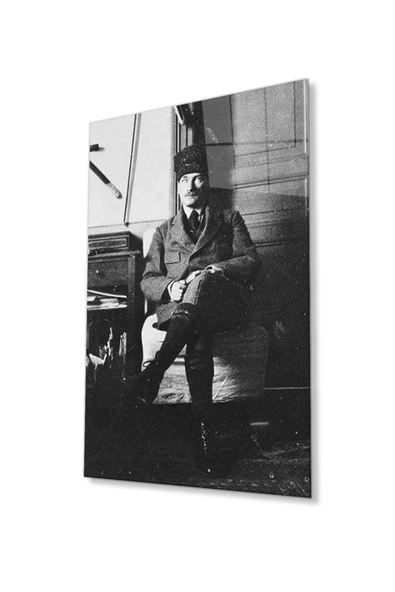 Atatürk Cam Tablo 4mm Dayanıklı Temperli Cam, Atatürk Glass Wall Art ürün görseli