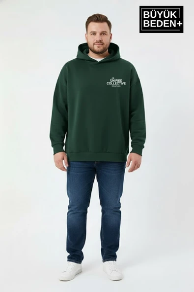 Erkek Büyük Beden Hoodie –Rahat Kalıp Konforlu Unified Baskılı Sweatshirt SPR26BSW968 ürün görseli 1