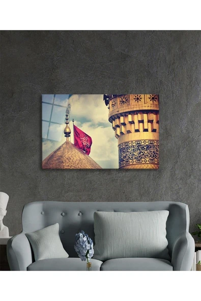 Cami Kubbe Dini İslami Duvar Dekoru Kaligrafi Cam Tablo 4mm Dayanıklı Temperli Cam - Resim 2