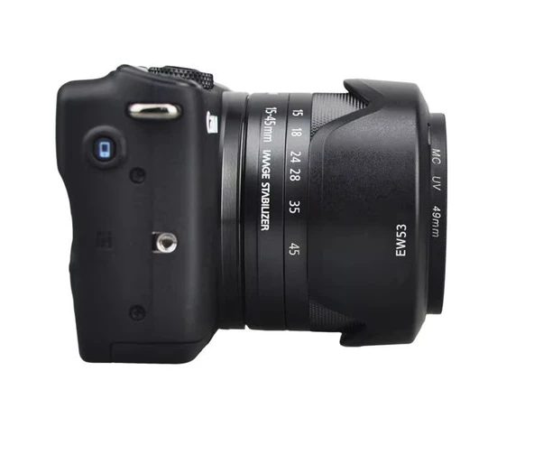 Ayex EW-53 Parasoley – Canon EF-M 15-45mm f/3.5-6.3 IS STM ile Uyumlu Lens Hood - Resim 8