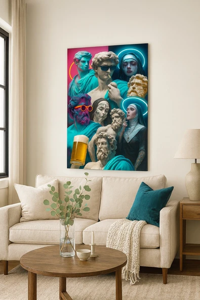 Neon Rönesans – Modern Sanat Temperli Cam Tablo - Resim 2