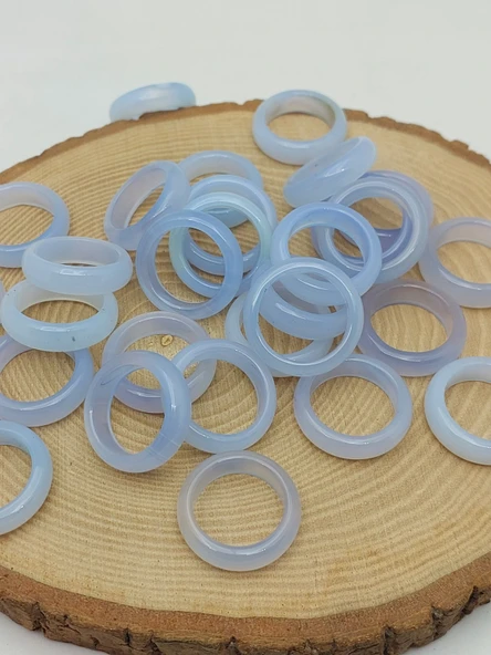 Akik Taşı Yüzük – Sisli Açık Mavi Alacalı –  6mm Kalınlık  (59944) ürün görseli