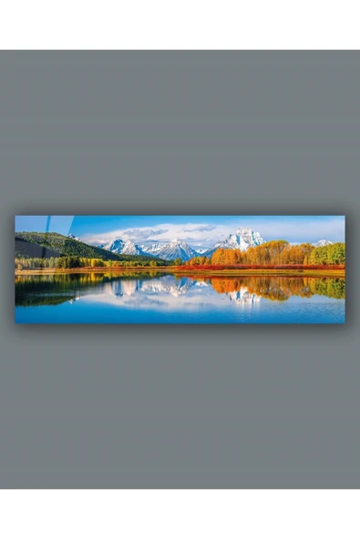Manzara Panoramik Cam Tablo Göl Dağ ve Orman Hediyelik Büyük Tablo Ev Ofis Dekoru ürün görseli