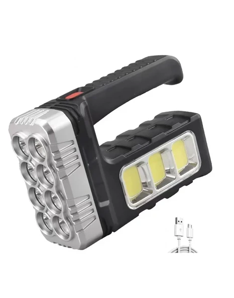 El Feneri Solar Panelli Ledli Powerbank Cob Fener - Resim 2