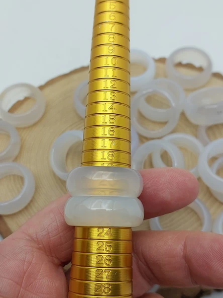 Akik Taşı Kalın Boy Yüzük – Sisli Alacalı –  11*4mm Kalınlık  (59960) - Resim 3