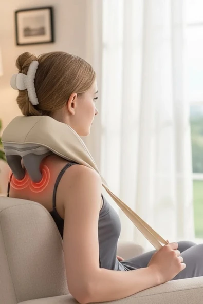 Çeşithane Isıtıcılı Omuz & Boyun Masaj Aleti – 3D Yoğun Masaj Başlıklı, Titreşimli, Çok Bölgeli Masaj Cihazı, Ergonomik Ev & Ofis Masaj Aleti - Resim 2